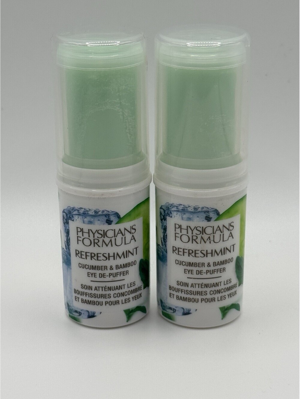 2 Physicians Formula Refreshmint Cucumber & Bamboo Eye De-Puffer stick